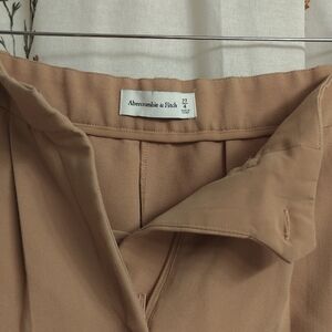 Abercrombie & Fitch Light Camel/Tan High-Waist Pleated Trousers Sloan